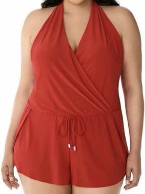 MIRACLESUIT Plus Size Bianca Romper Red 22W